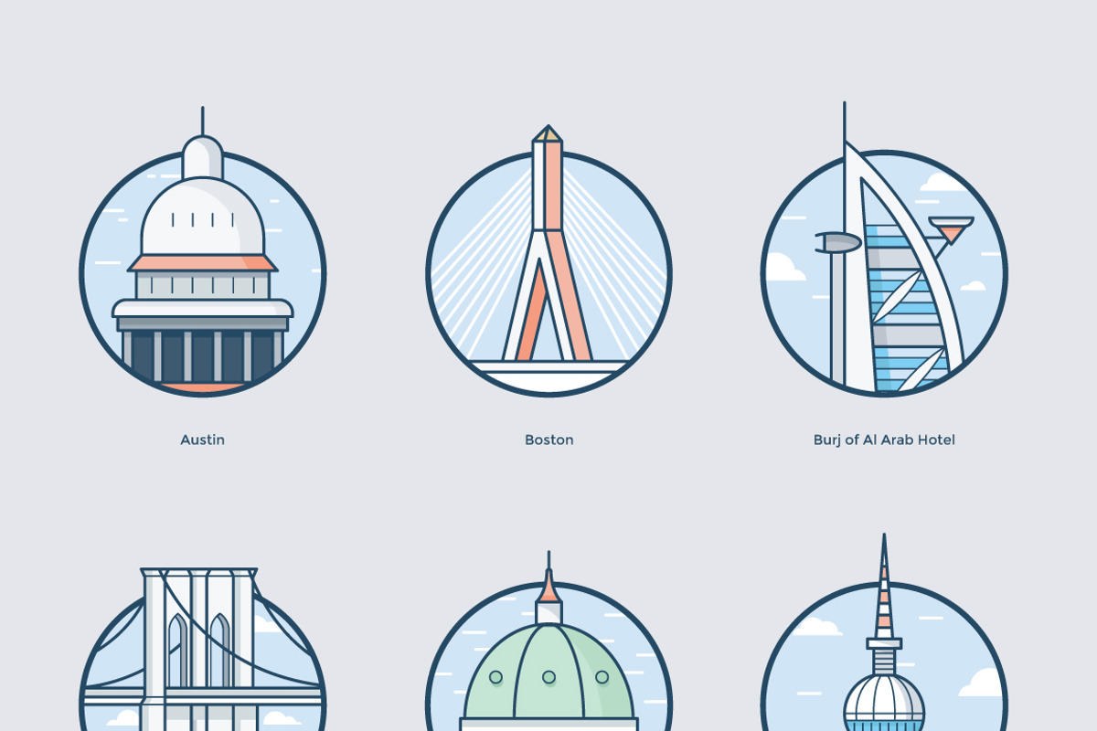 World Cities Illustrations, a Decorative Illustration by Prosymbols (Photo 6 of 7)