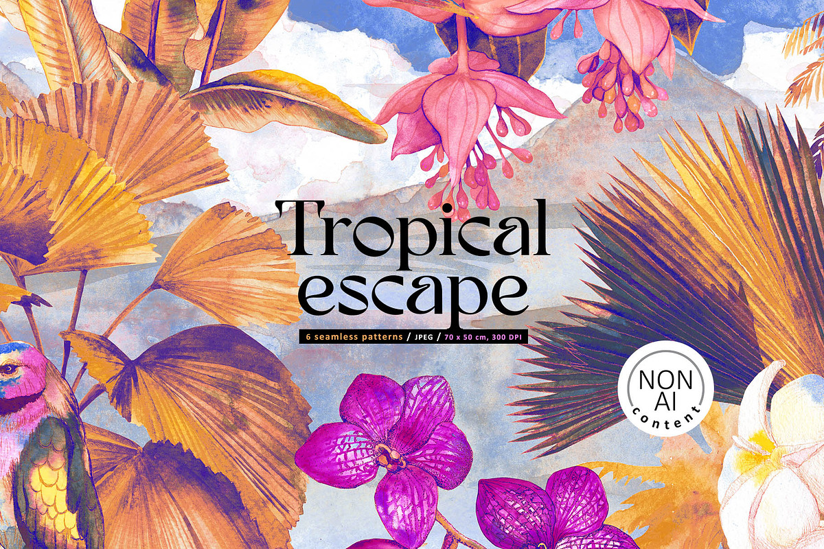Tropical floral patterns set, a Pattern Graphic by emeraldthue (Photo 22 of 28)