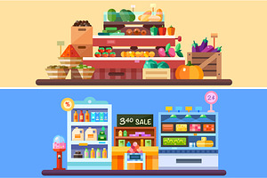 Supermarket With Goods. 