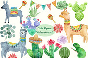 Cute Alpaca and Cacti set, an Animal Illustration by Pretty light (Thumbnail 1 of 5)