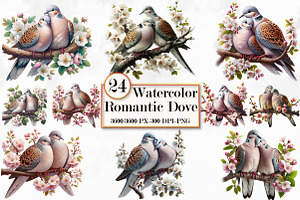 Watercolor Romantic Dove clipart PNG, a Seasonal Illustration by Craft Nest