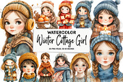 Winter Cottage Girl Watercolor, an Illustration by DreamArtGraphic (Thumbnail 1 of 5)