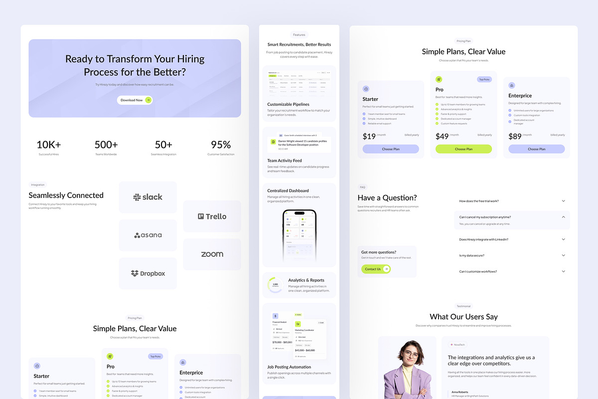 Recruitment SaaS Landing Page, an UI Kit Template by peterdraw (Photo 3 of 3)