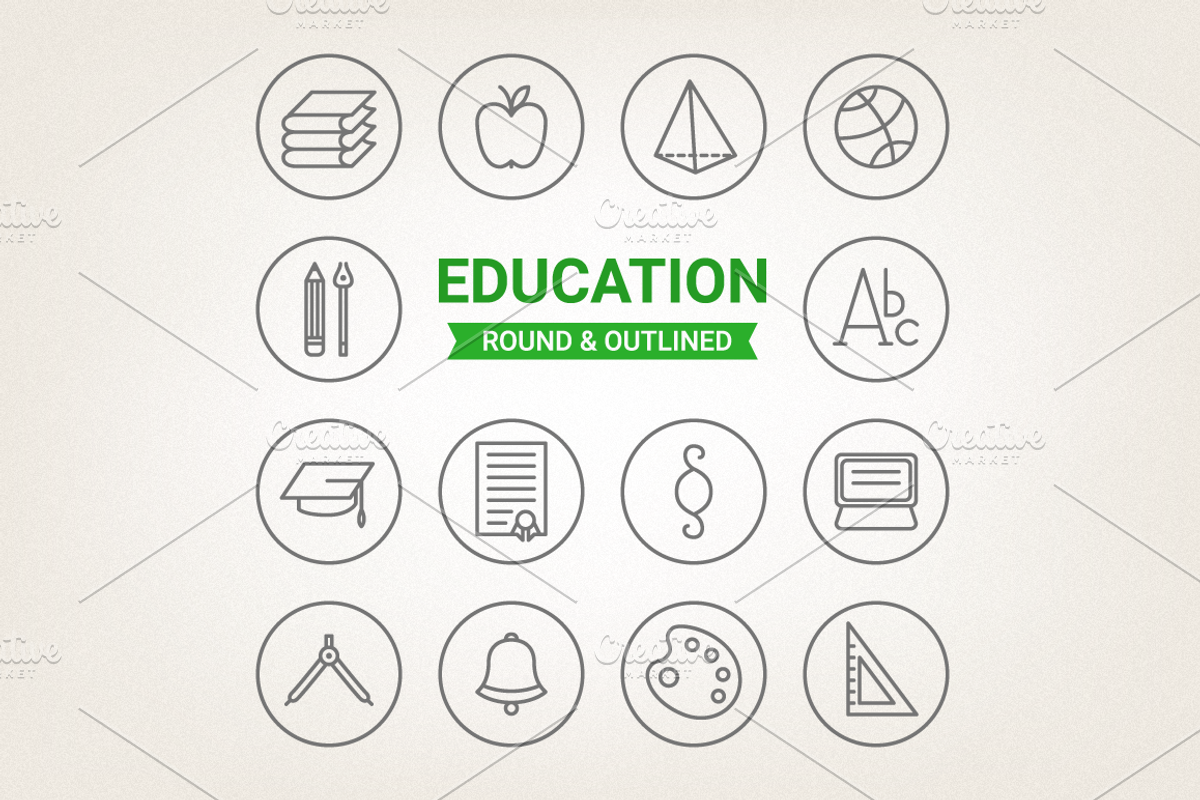 Circle education icons
