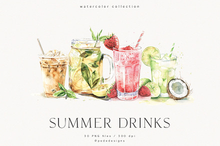 Summer Drinks, a Food Illustration by PeDe Designs
