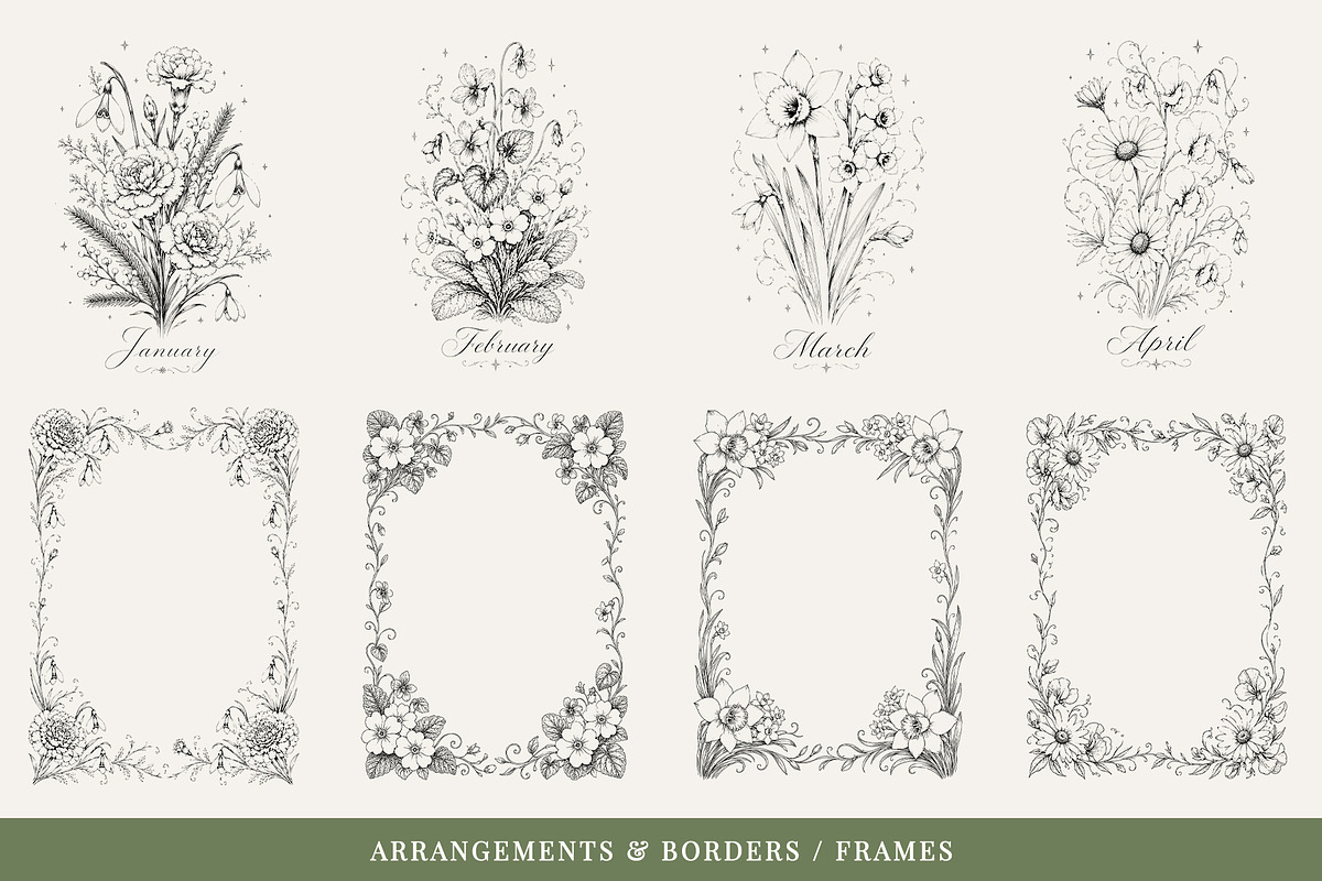 Birth Month Flowers Illustrations, a Decorative Illustration by AW Studios (Photo 2 of 9)