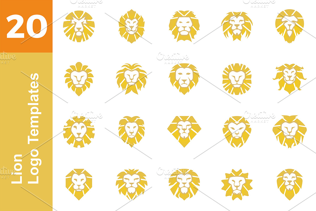 20 Logo Lion Templates Bundle, a Branding & Logo Template by Friendesigns (Photo 1 of 21)