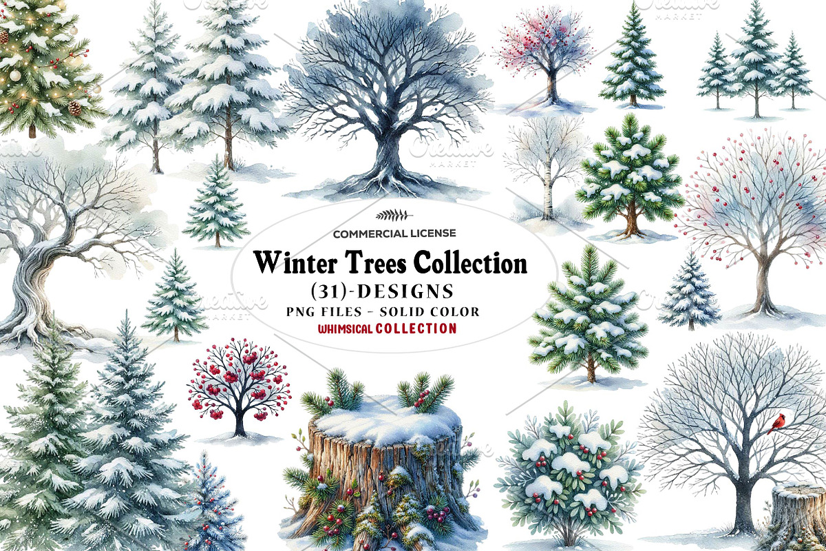 Winter Trees Collection, a Seasonal Illustration by CreationArt (Photo 1 of 7)
