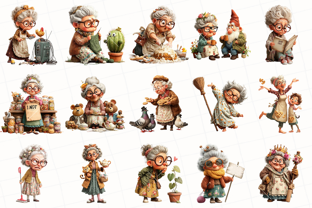 Quirky Grandma Clipart, an Illustration by OK Design (Photo 2 of 6)