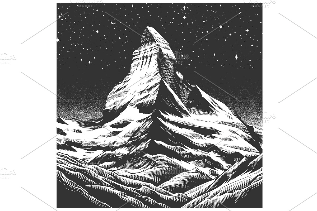 Matterhorn Mountain Under Starry, an Illustration by AlexArt