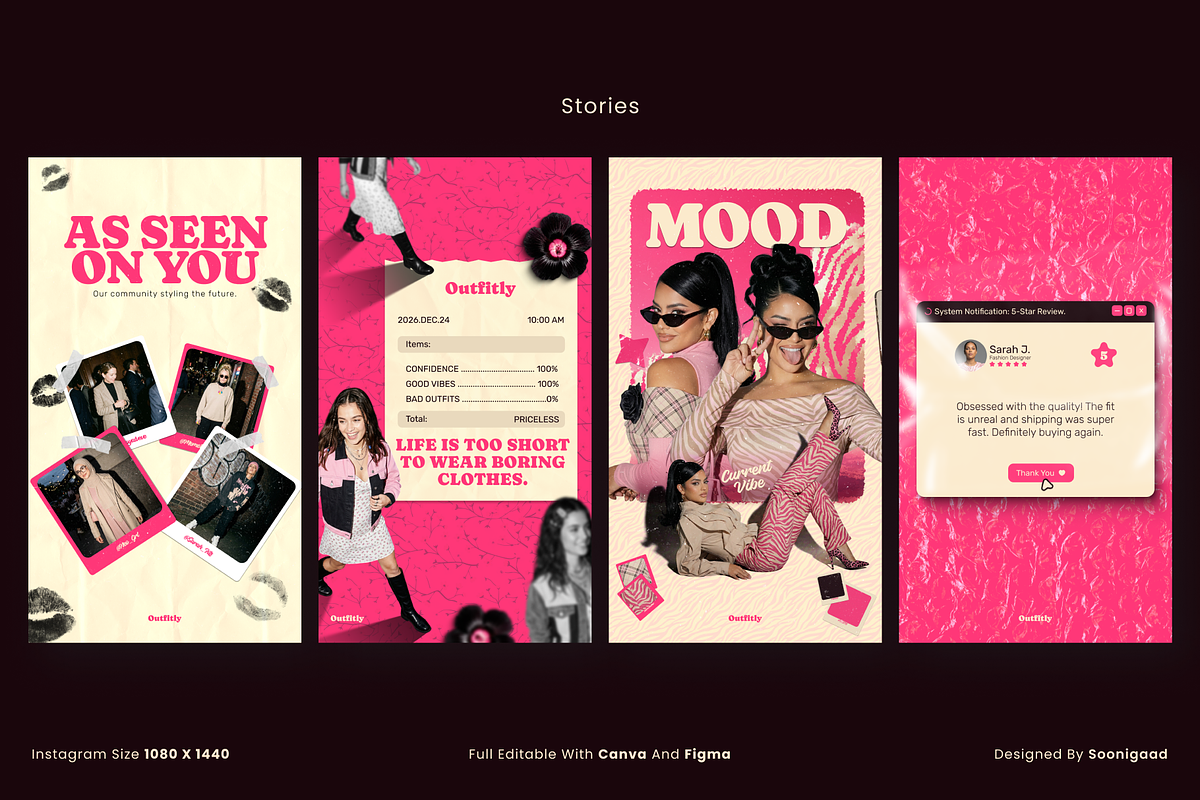 PINKNOISE Brutalist Social Media Kit, a Social Media Template by Sooni Gaad (Photo 5 of 10)
