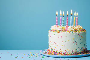 Yummy birthday cake with candles, a Photo by Pavel_design