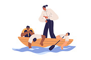 Business people teams in boats set, a Person Illustration by Good Studio (Thumbnail 6 of 7)