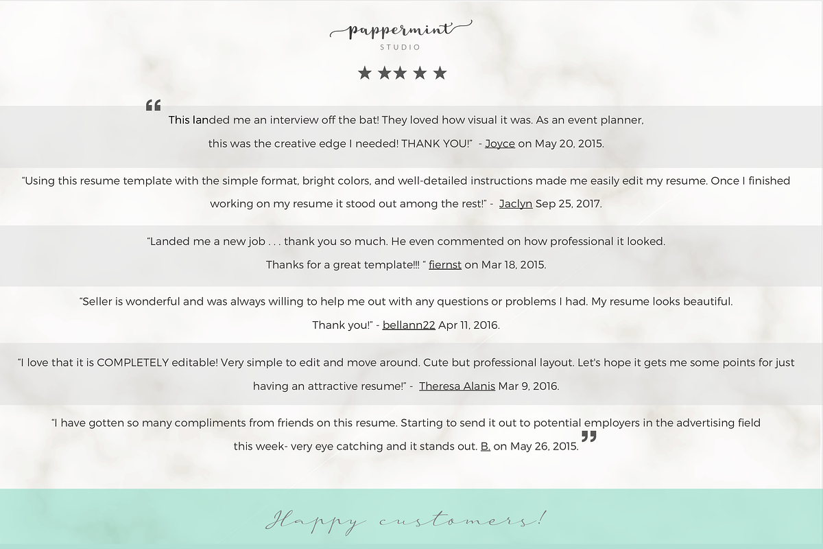 Resume Template / CV, a Resume Template by PAPPERMINT RESUME STUDIO (Photo 6 of 6)