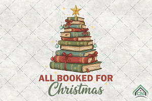 All Booked For Christmas png, an Illustration by Craft Nest