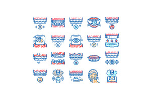 Tooth Braces Accessory set Icons, an Object Illustration by pikepicture