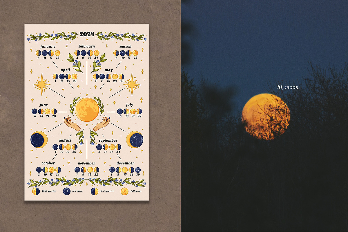 2024 Lunar Calendar Printable, a Graphic by SecondOfJuly (Photo 2 of 3)