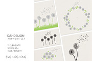 11 floral elements, dandelion frame, an Illustration by Bloom21Art (Thumbnail 1 of 5)