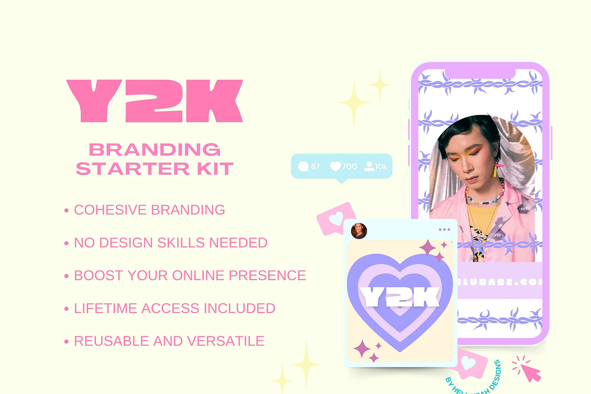Y2K Vibes Branding Starter Kit Canva, a Branding & Logo Template by Hell Yeah Designs (Photo 6 of 20)