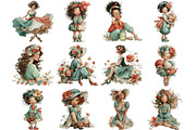 Whimsical Summer Girls Clipart, an Illustration by DreamArtGraphic (Thumbnail 3 of 5)