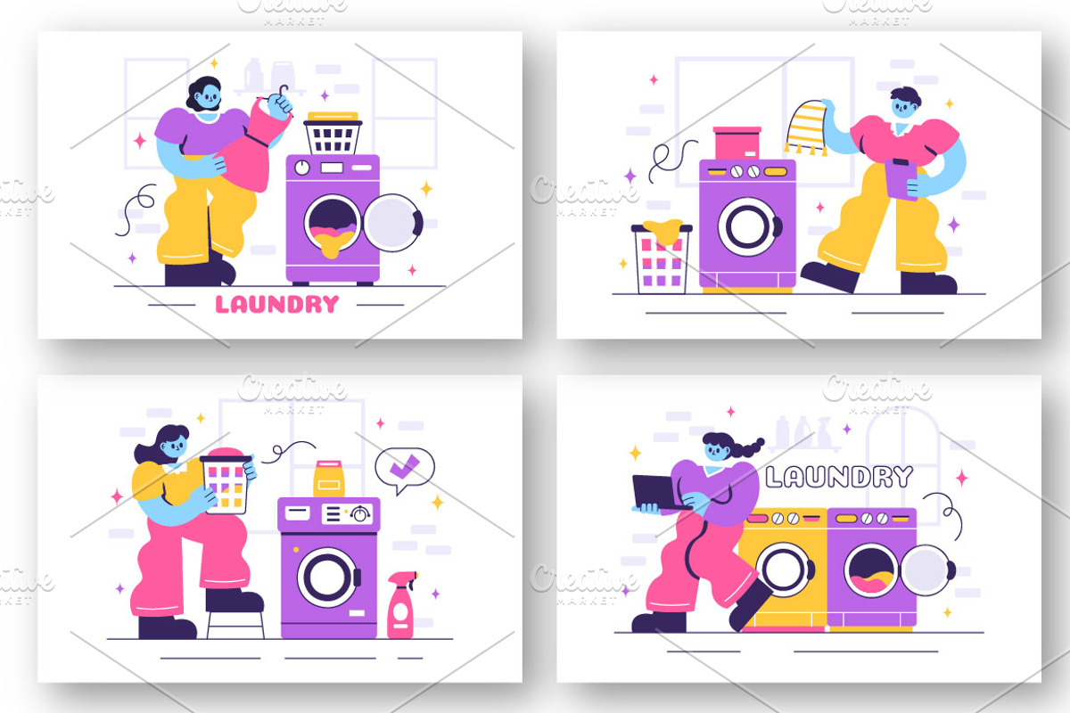 10 Laundry Room Illustration, a Person Illustration by denayunebgt (Photo 3 of 4)