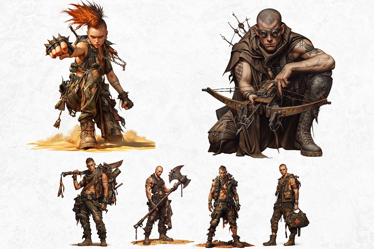 Wasteland Punk Character Clipart Set, a Decorative Illustration by ThatsDesignArt (Photo 7 of 10)