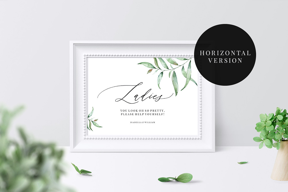 Wedding Bathroom Sign, Aurora, an Invitation Template by Alice Bluefox (Photo 3 of 7)