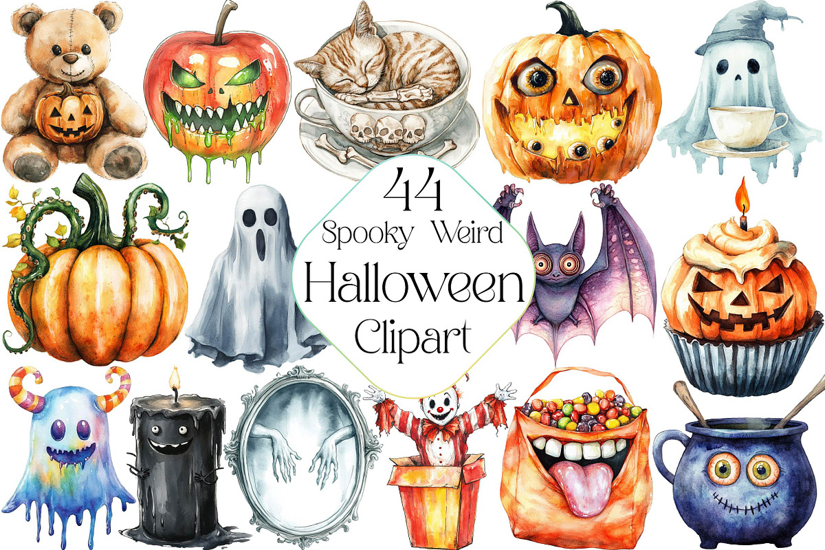 Spooky Weird Halloween Clipart, an Illustration by DreamPrint404 (Photo 1 of 5)