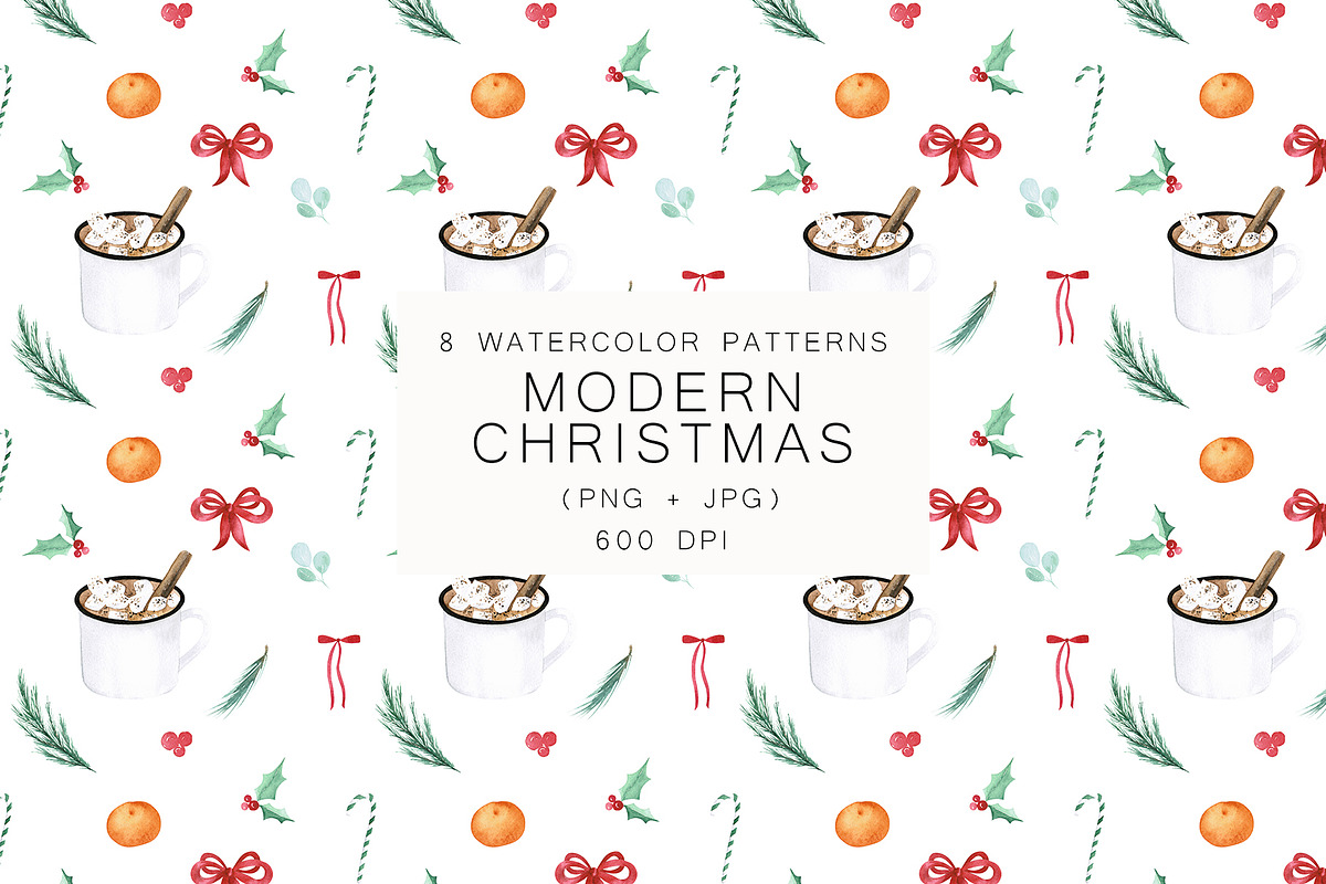 Watercolor Modern Christmas, a Seasonal Illustration by LeriaArt watercolor (Photo 11 of 17)