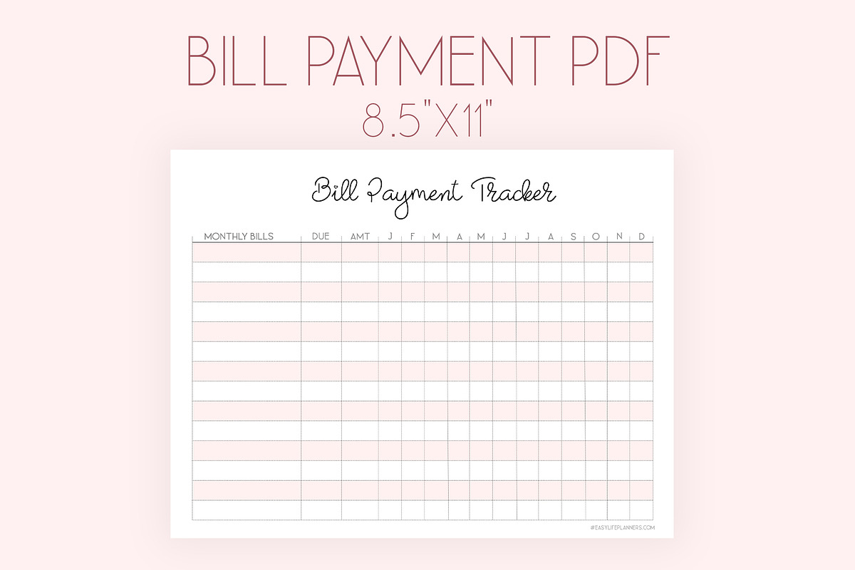 Bill Tracker Printable Letter Size, a Stationery Template by EasyLifePlanners (Photo 2 of 4)