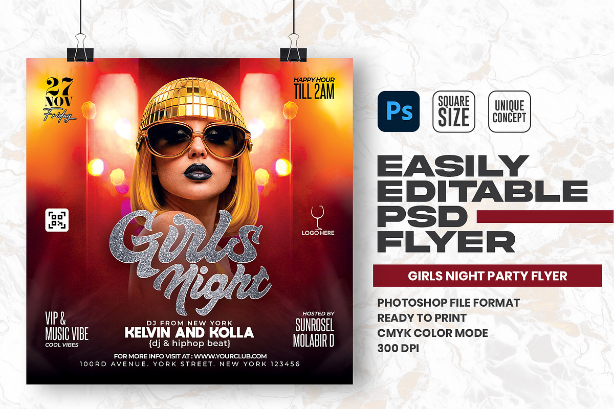 Girls Night Party Flyer Design, a Flyer Template by Shajib Shikder (Photo 1 of 2)