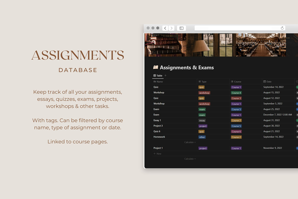 Notion Template Dark Academia, a Templates & Theme by AestheticOrganizer (Photo 7 of 9)