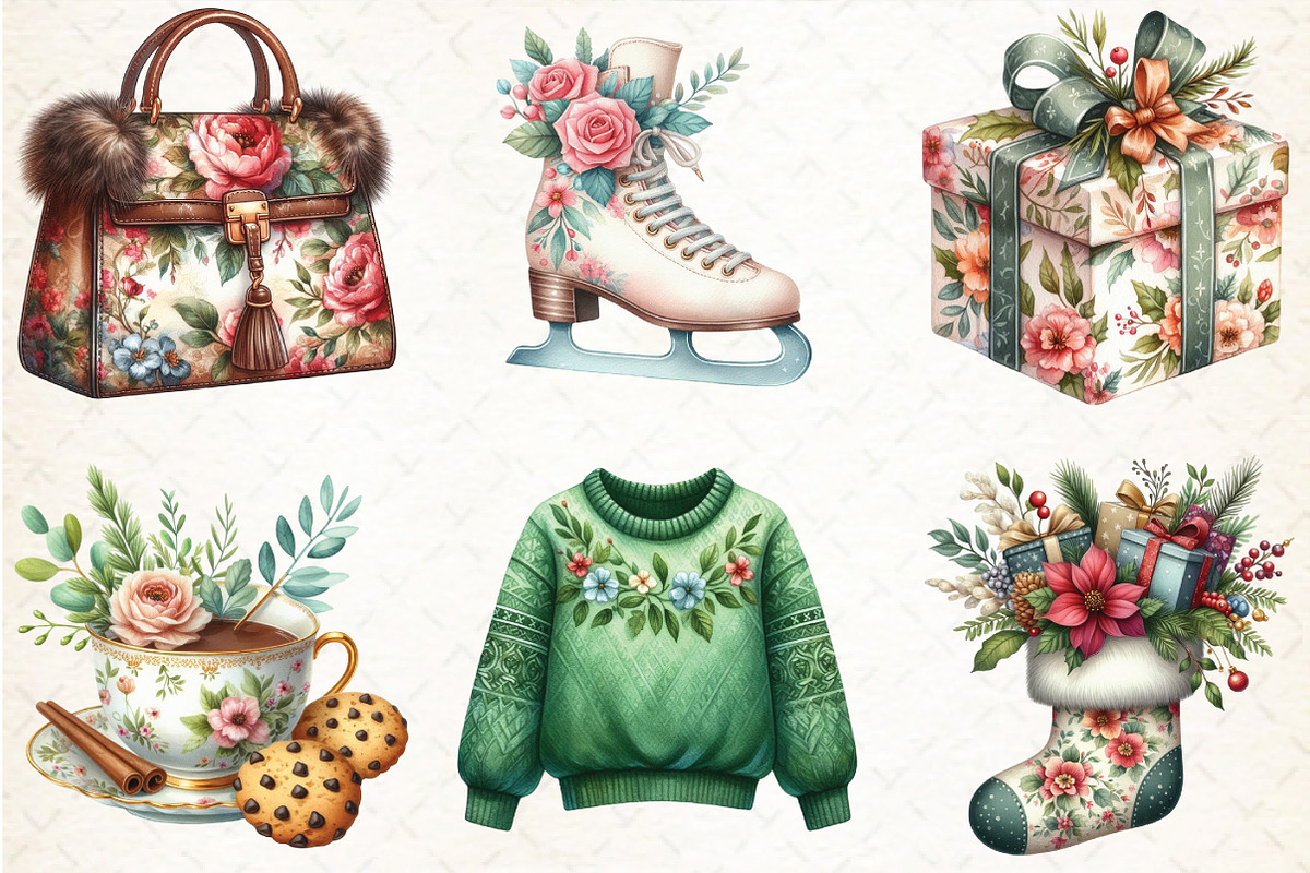 Floral & Festive Christmas Clipart, an Illustration by Libby Wishes (Photo 3 of 6)