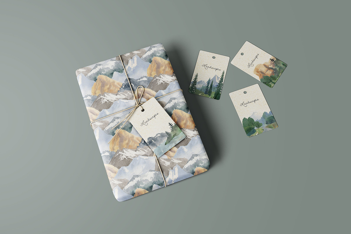 watercolor landscape creator clipart, a Decorative Illustration by LyubovZaytseva (Photo 22 of 27)
