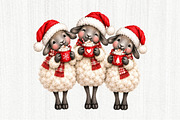 Whimsical Christmas Sheep Clipart, a Seasonal Illustration by fashionaddict (Thumbnail 9 of 11)
