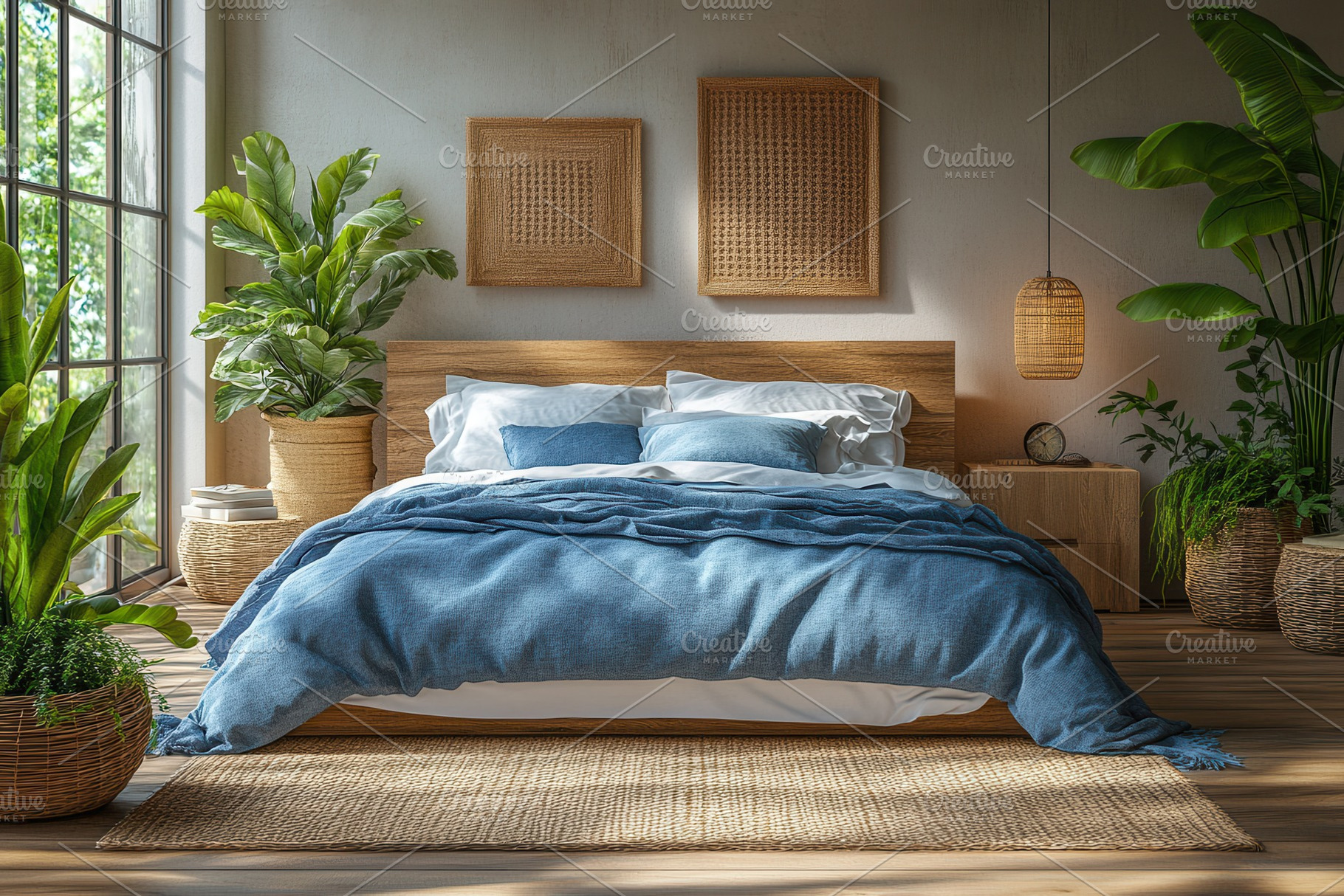 Cozy bedroom featuring natural decor, a Photo by Tanuart