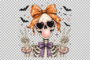 Halloween Skeleton PNG Coquette Bow, a Seasonal Illustration by SugarCloudStudioArt (Thumbnail 6 of 6)