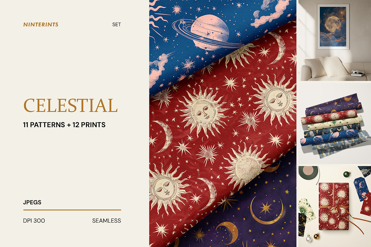 Celestial Patterns and Art Prints, a Pattern Graphic by Ninterints (Photo 1 of 19)