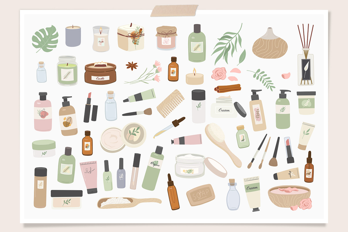 Aroma and beauty vector clipart, a Healthcare Illustration by Nadezhda Mikhailova (Photo 3 of 9)