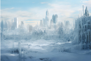 Frozen City Winter. Generate Ai