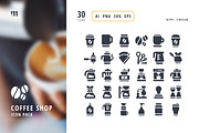 Coffee Shop Icon Set, a Solid Icon by microstd (Thumbnail 1 of 3)