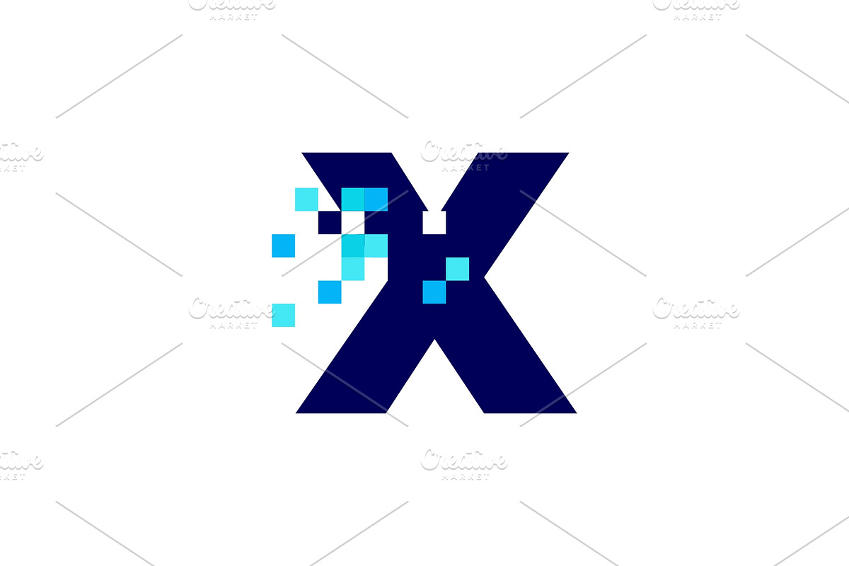 x letter pixel mark digital 8 bit, a Branding & Logo Template by VASTARD STUDIO