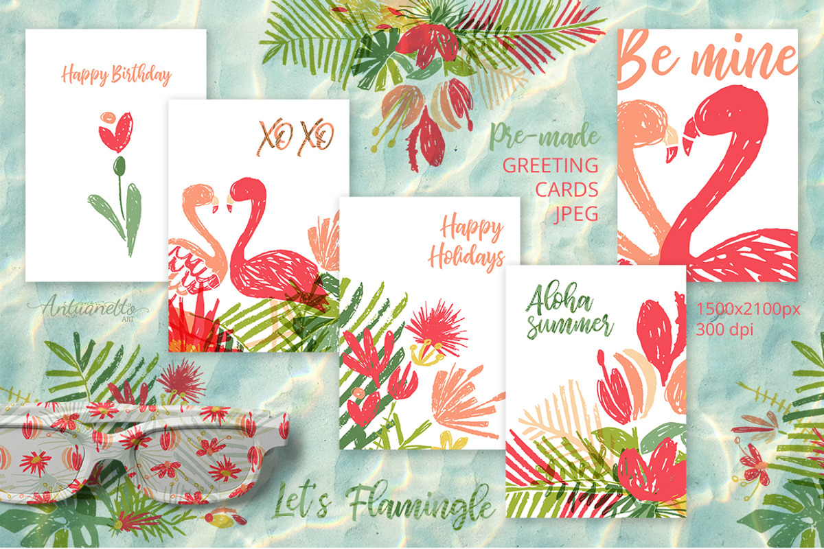 Let's Flamingle tropical collection, a Decorative Illustration by antuanetto (Photo 11 of 16)