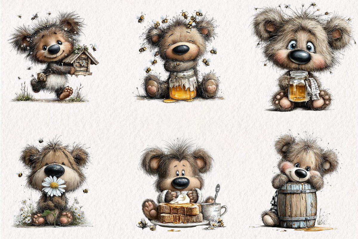 Bear and Bees Clipart Bundle, a Seasonal Illustration by CreationArt (Photo 5 of 6)