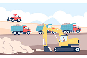 Equipment and heavy vehicle in, an Illustration by LadadikArt