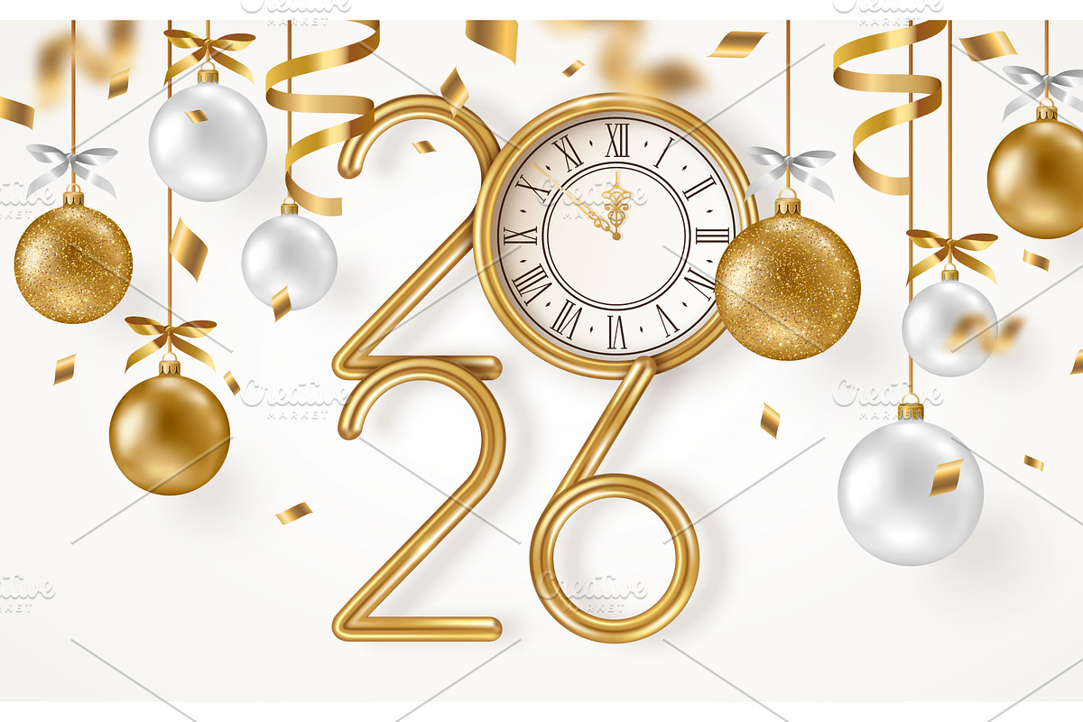 Christmas 2026 Happy New Year banner, an Object Illustration by kotoffei