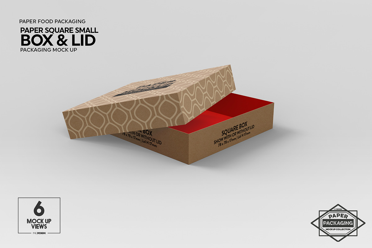 Small Square Paper Box&Lid Mockup, a Cups & Container Mockup by INCDesign (Photo 7 of 10)