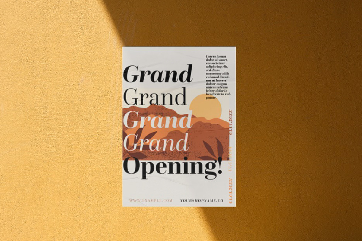 Boho Grand Opening Poster Template, a Poster Template by Bizz_District_Studio (Photo 1 of 2)