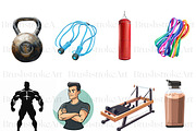Watercolor Fitness Clipart, Gym PNG, a Sport Illustration by BrushstrokeArtGB (Thumbnail 4 of 9)