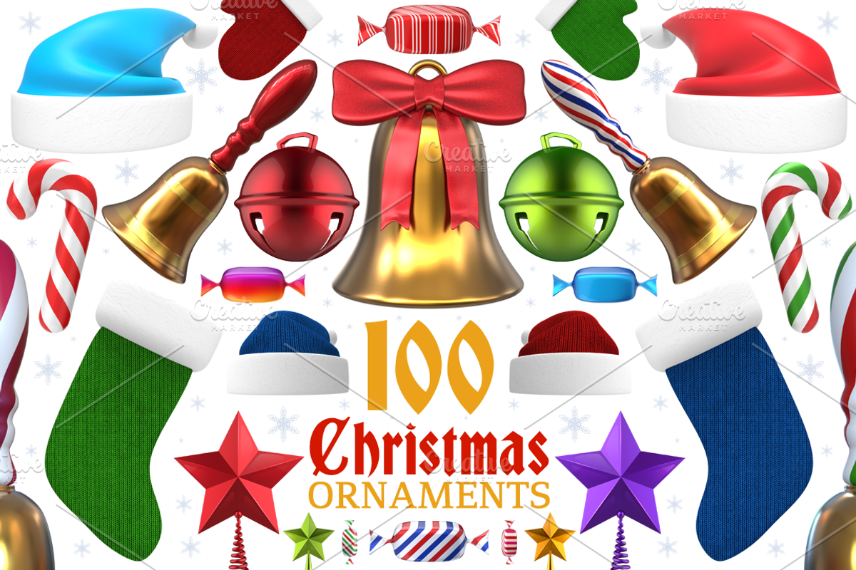 Christmas Ornaments and Items - 3D, a Graphic by pixaroma (Photo 1 of 5)